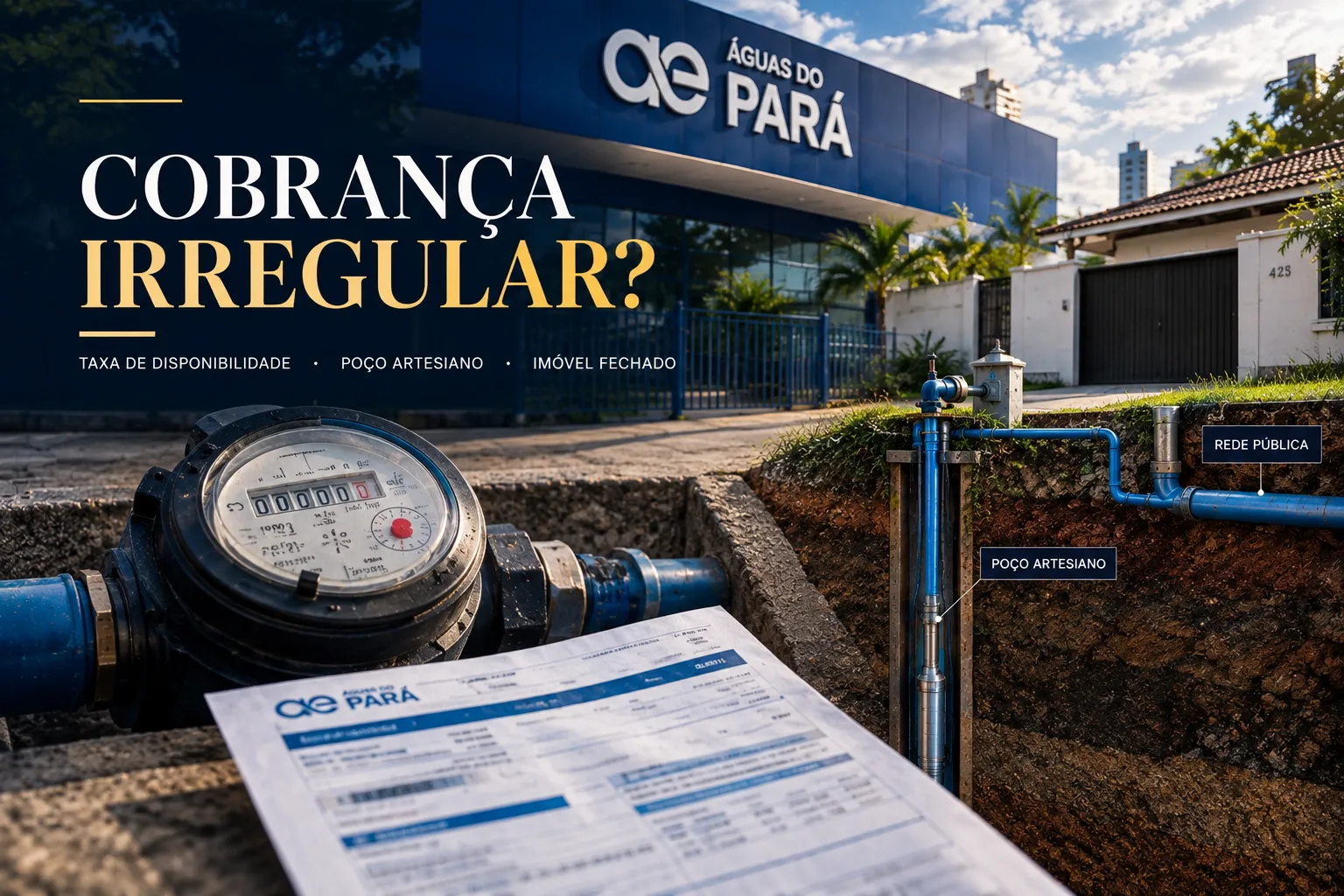 Taxa de disponibilidade, poço artesiano e imóvel fechado: quando a cobrança da Águas do Pará é irregular