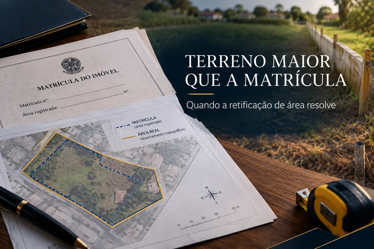 Terreno maior que a matrícula: quando a retificação de área resolve